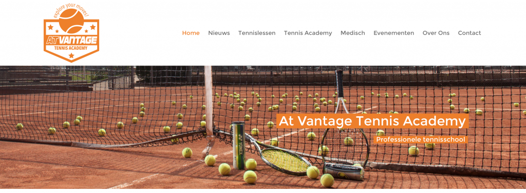 Header At vantage tennis academy website